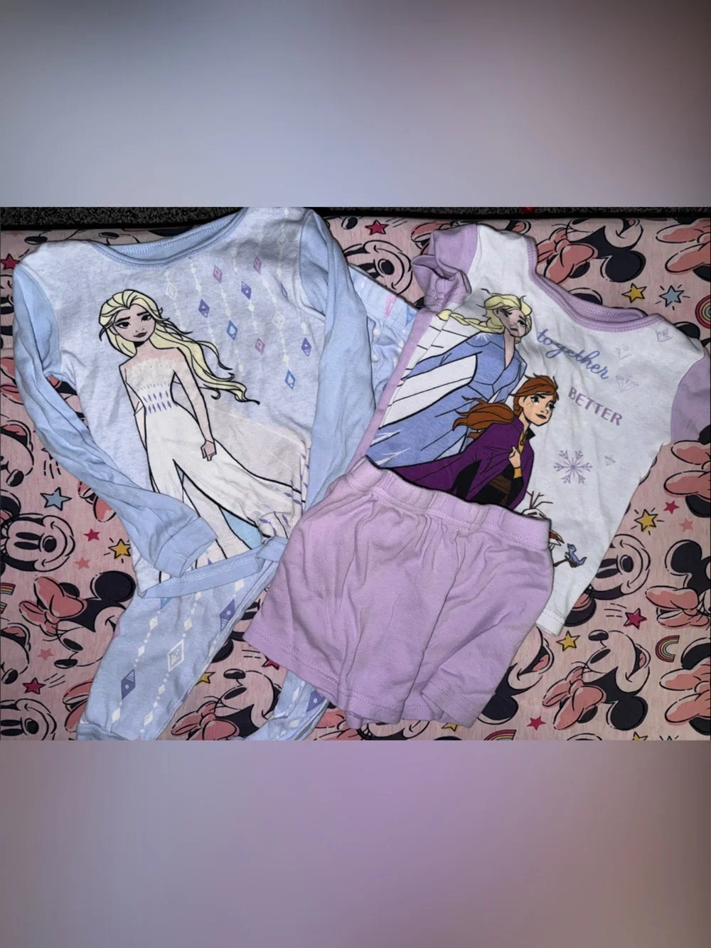 Disney Frozen Girls Pajama Set - Elsa & Anna Light Purple Blue